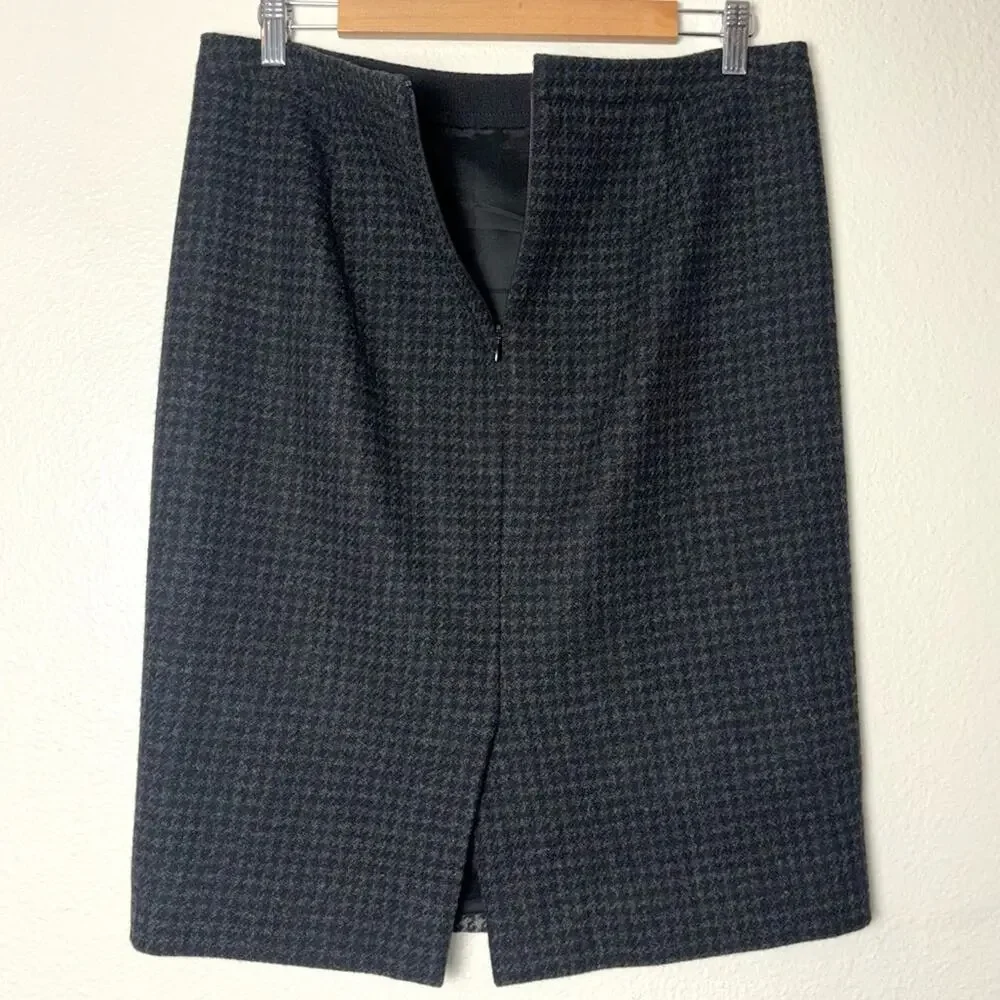 J. Crew Colorblock pencil skirt in houndstooth wool blend women's 8 Black & Gray